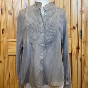 Marina Rinaldi basket weave button up long sleeve 100% silk
